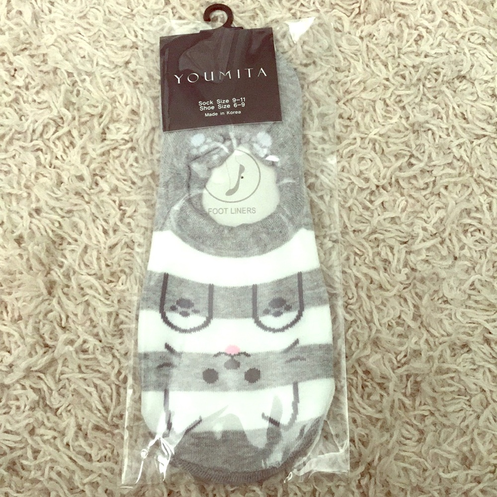 Stripe cat kitten gray sock